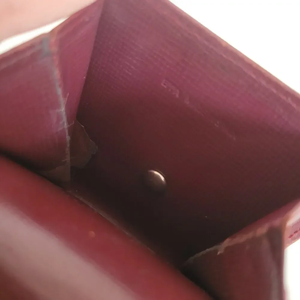 Cartier Vintage Mini Coin Holder Wallet‎ Bordeaux Leather Small Red Burgundy